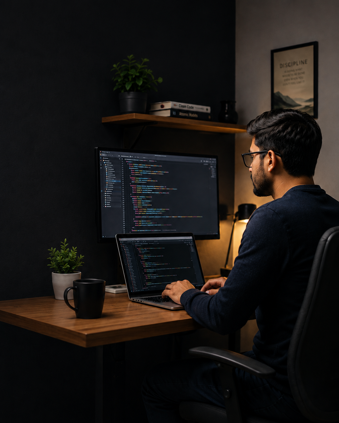 Vijay Vala working at his desk